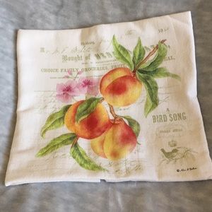 Peaches Floral Flour Sack Kitchen Towel NWT Cotton Alices Cottage 24x38”